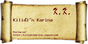 Kilián Karina névjegykártya